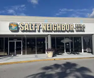 Salty Neighbor exterior of restaurant in Venice. 